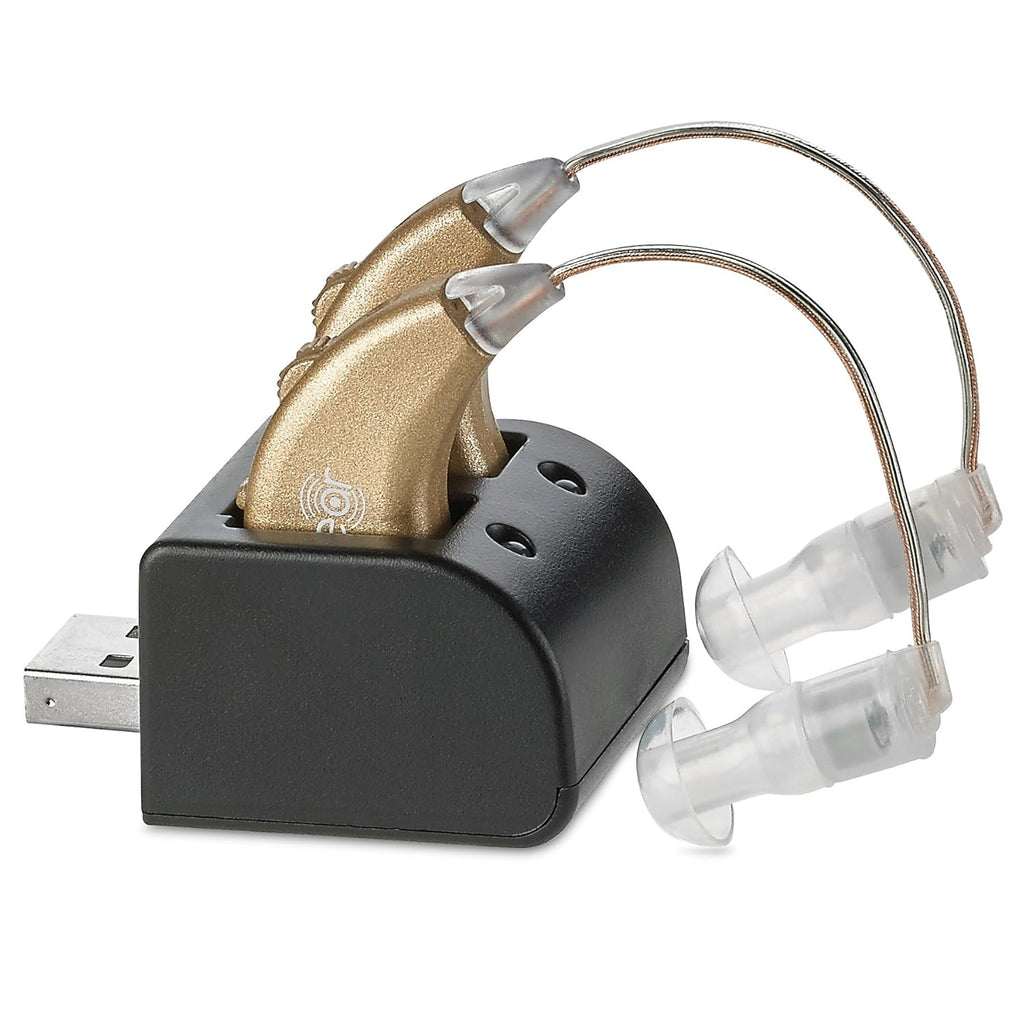 Rechargeable BTE Personal Sound Amplifier Pair with USB Dock O7289