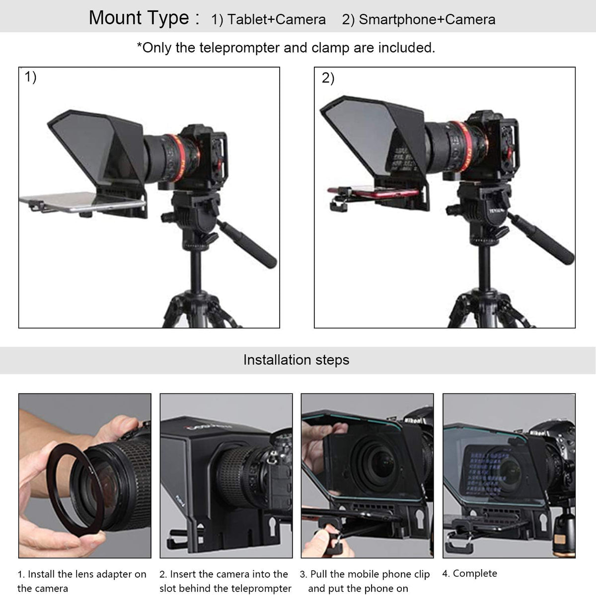 Adjustable Teleprompter with HD Glass & Remote Q704
