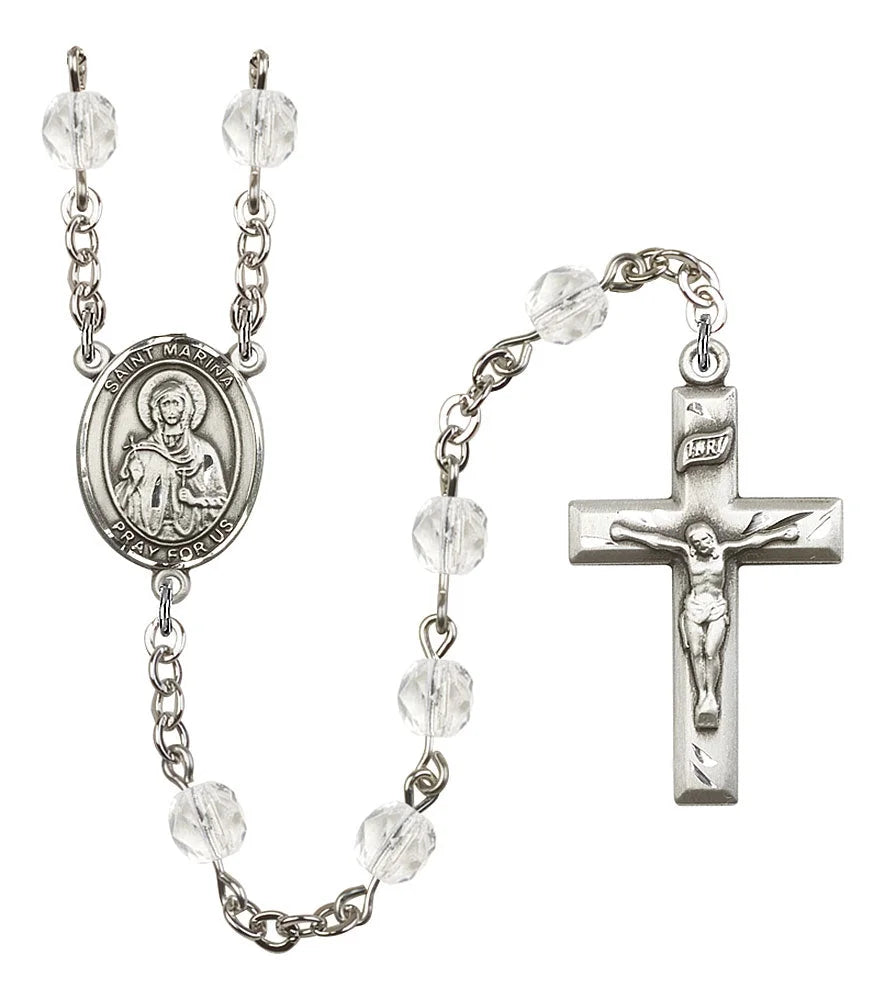 Crystal Silver Plate Catholic Rosary Beads V3752