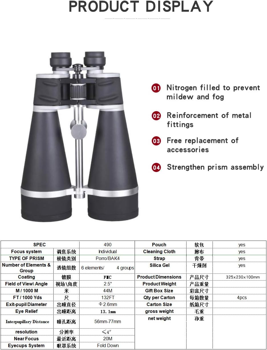 30X80 BAK4 Waterproof Astronomy Binoculars with Carrying Case C423237