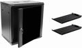 12U Wallmount Cabinet Enclosure 19-Inch Server Network Rack with Locking Glass Door Black with Shelves V1503