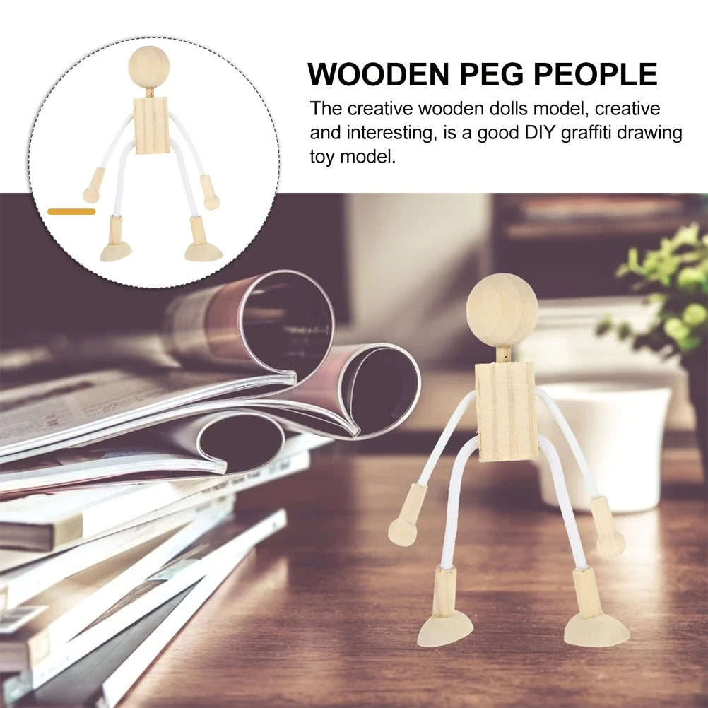 6pcs Unfinished Wooden Dolls Cartoon Robots F777