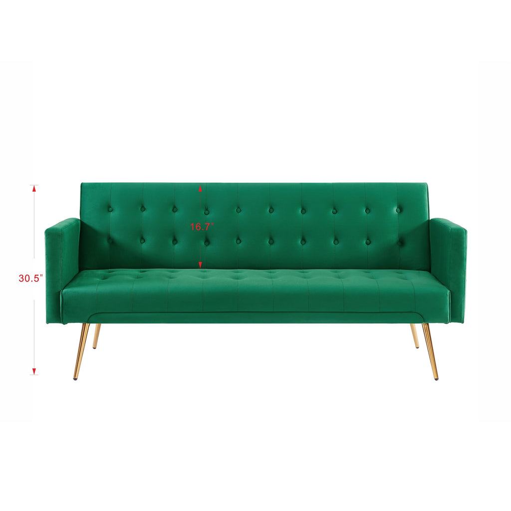 Green Velvet Sofa Bed with Metal Legs B716948