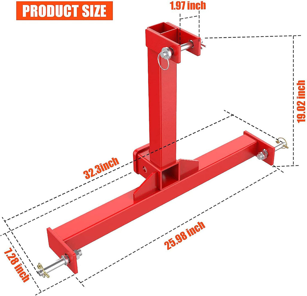 Red 3 Point Trailer Hitch with 2 Receivers B47462