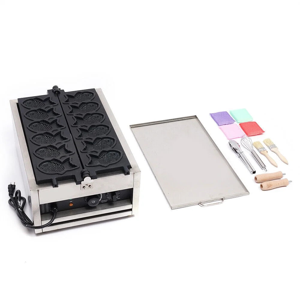 6Pcs Non-stick Stainless Steel Fish Waffle Maker K629303