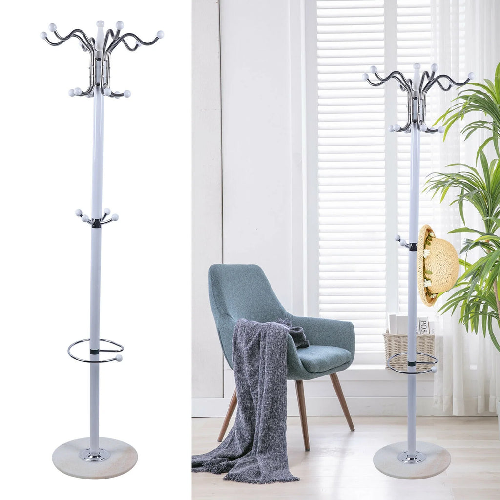 4 Tier White Coat Rack with 16 Hooks A4132
