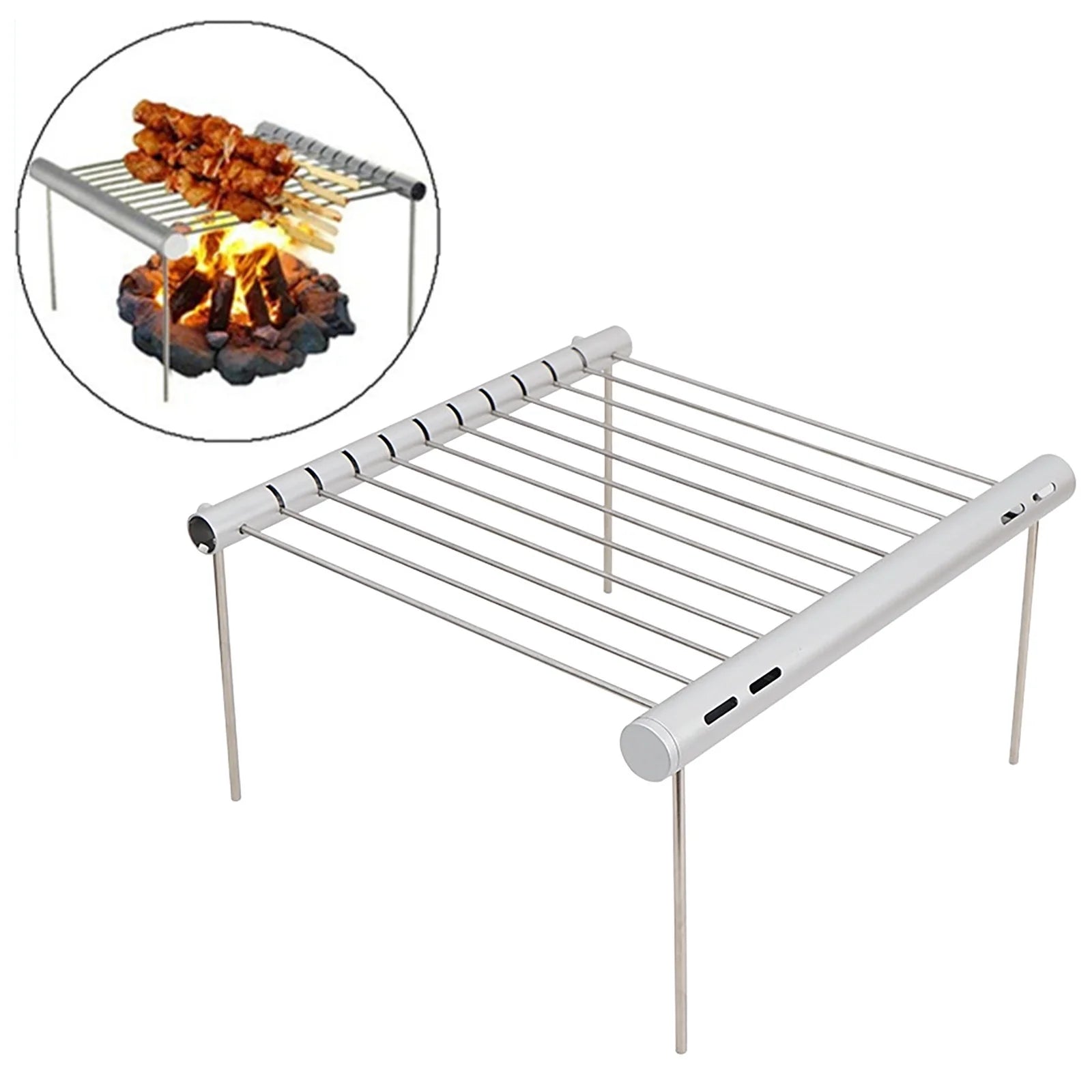 Portable Folding Barbeque Grill with Outdoor Baking Tray Holder M115