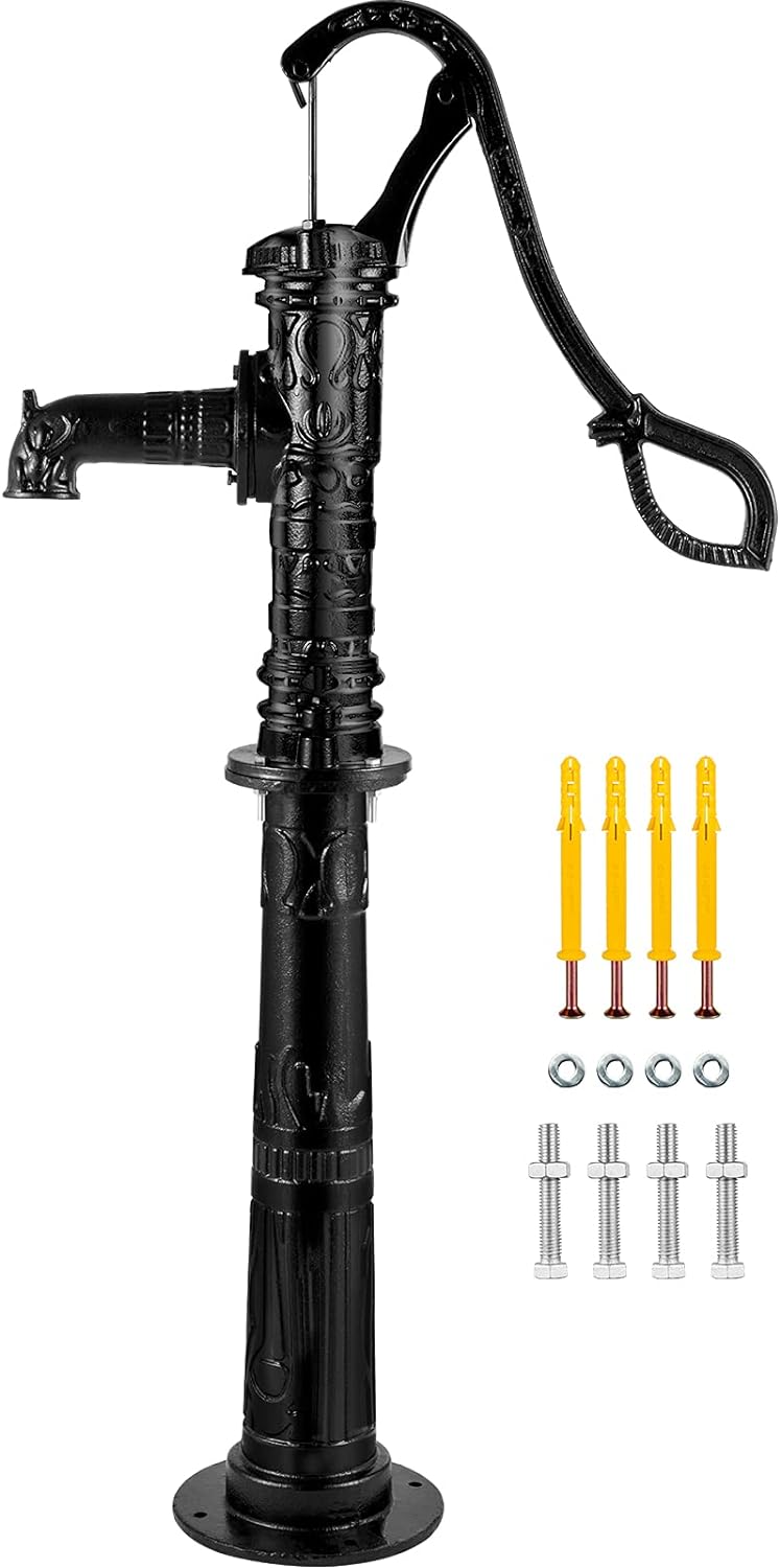 Black Cast Iron Hand Water Pump with Stand Y267895
