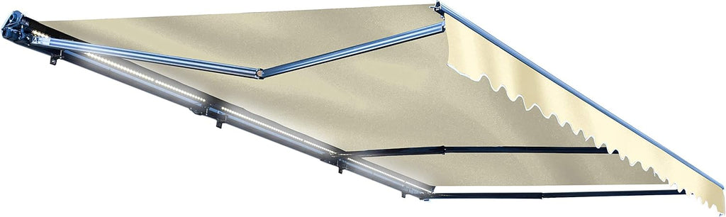 Motorized Retractable Patio Awning - 16 x 10 Feet - Multi-Striped Yellow L694