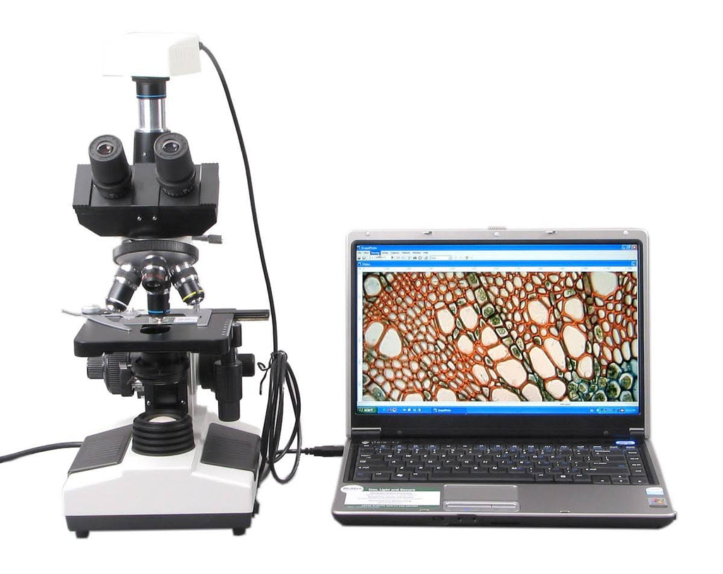 Trinocular Biological Microscope 40X-1600X with 3.0MP USB Camera T107