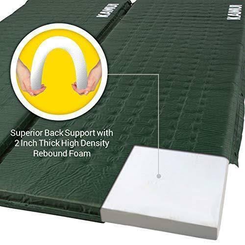 Green Self Inflating Sleeping Pad 2 inch Thick Foam Connectable V7813