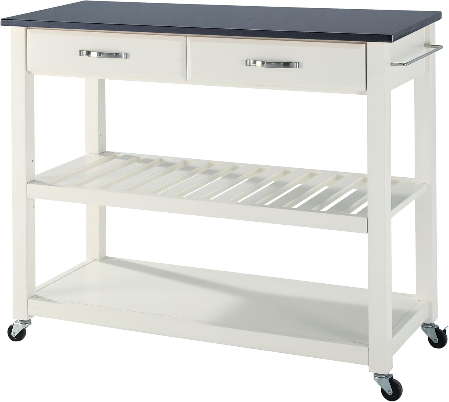 Full Size Kitchen Prep Cart with Solid Black Granite Top X895931