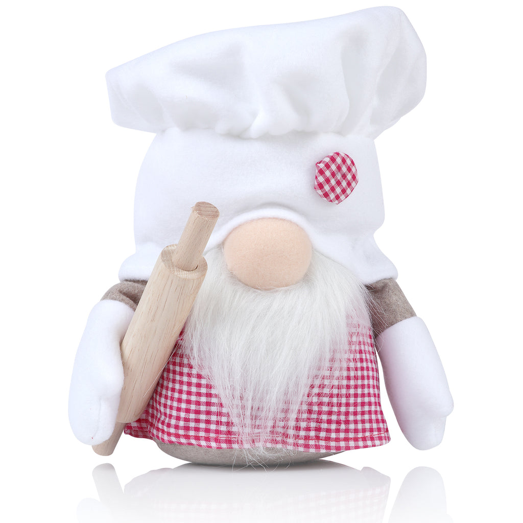 Red and White Plush Gnome Decor L4364