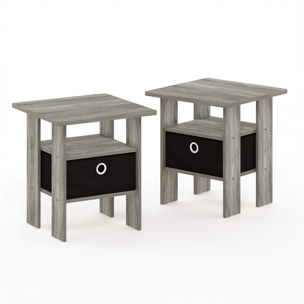 2-Pack Bin Drawer End Table Americano/Medium Brown & End Table French Oak Grey B85503