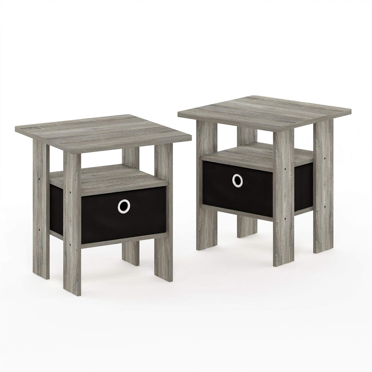 2-Pack Bin Drawer End Table Americano/Medium Brown & End Table French Oak Grey B85503