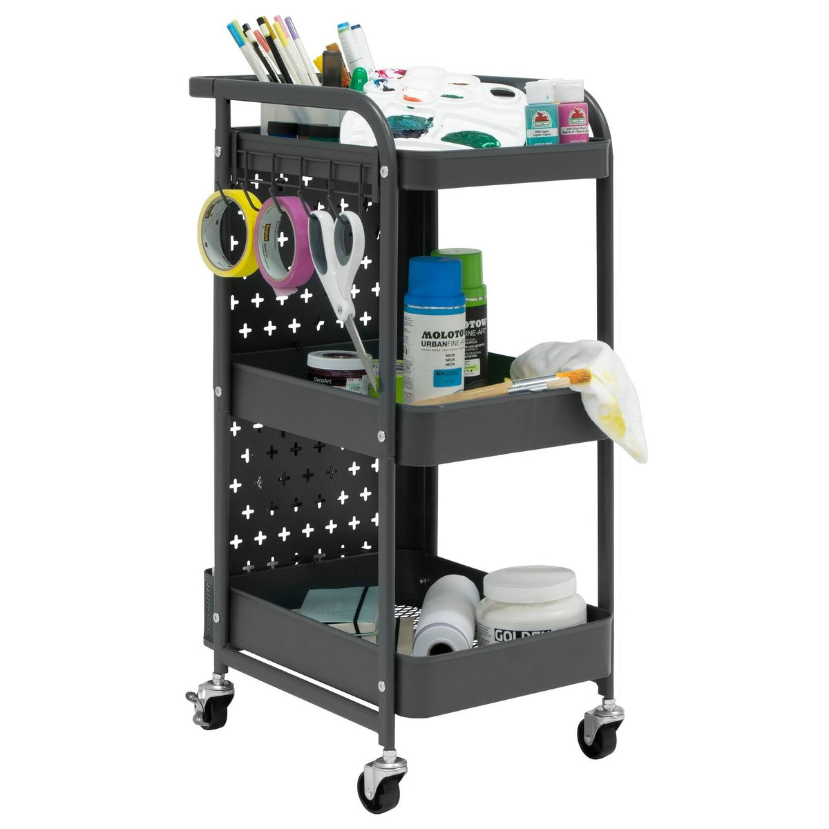 White 3-Tier Metal Utility Cart V739329