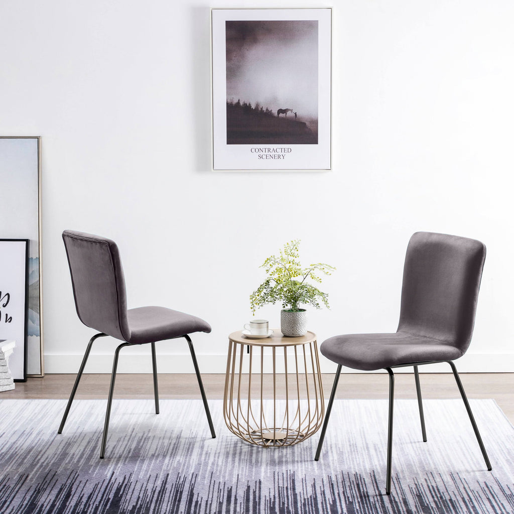 Set of 2 Velvet Dining Chair with Black Metal Legs A952