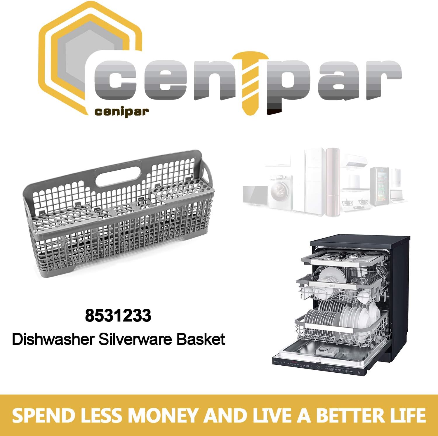 Dishwasher Silverware Basket Replacement with Handle, Pack of 2 W86790