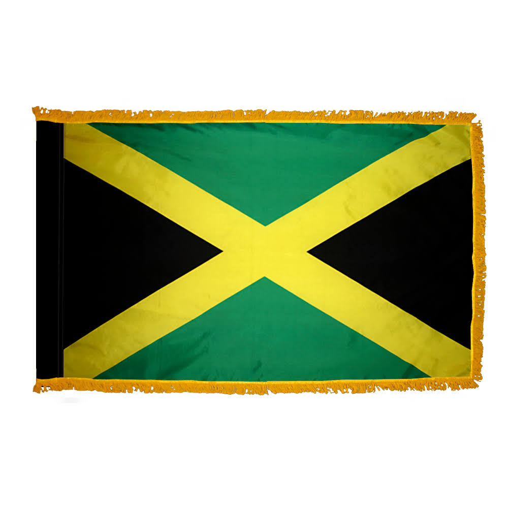3ft. x 5ft. Jamaica Flag with Side Pole Sleeve and Fringe G9468