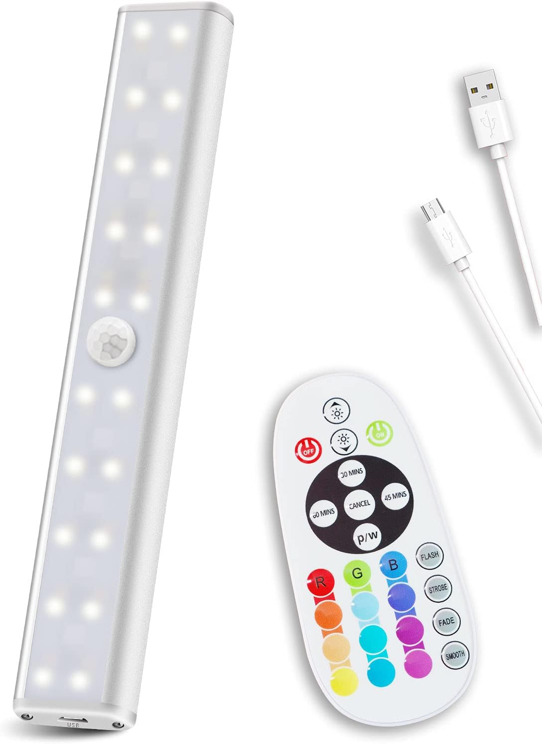 Rechargeable 48-LED Remote Lights, RGB Bar, 6 Pack L850387