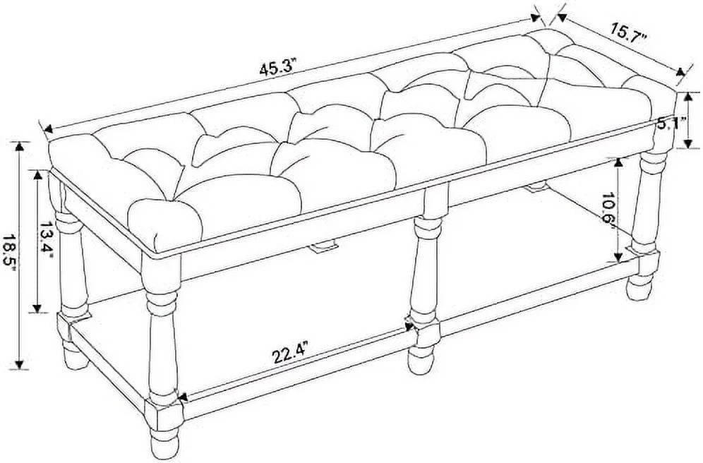 Beige Tufted Wood Entryway Bench W5675