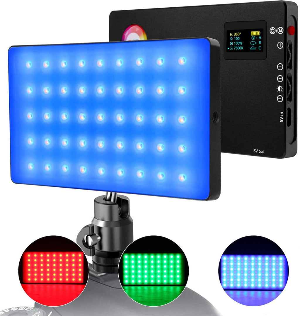 RGB Photography Light with App Control, Magnetic, 360° Full Color, 3200-7500K Adjustable, Stepless Dimming W308