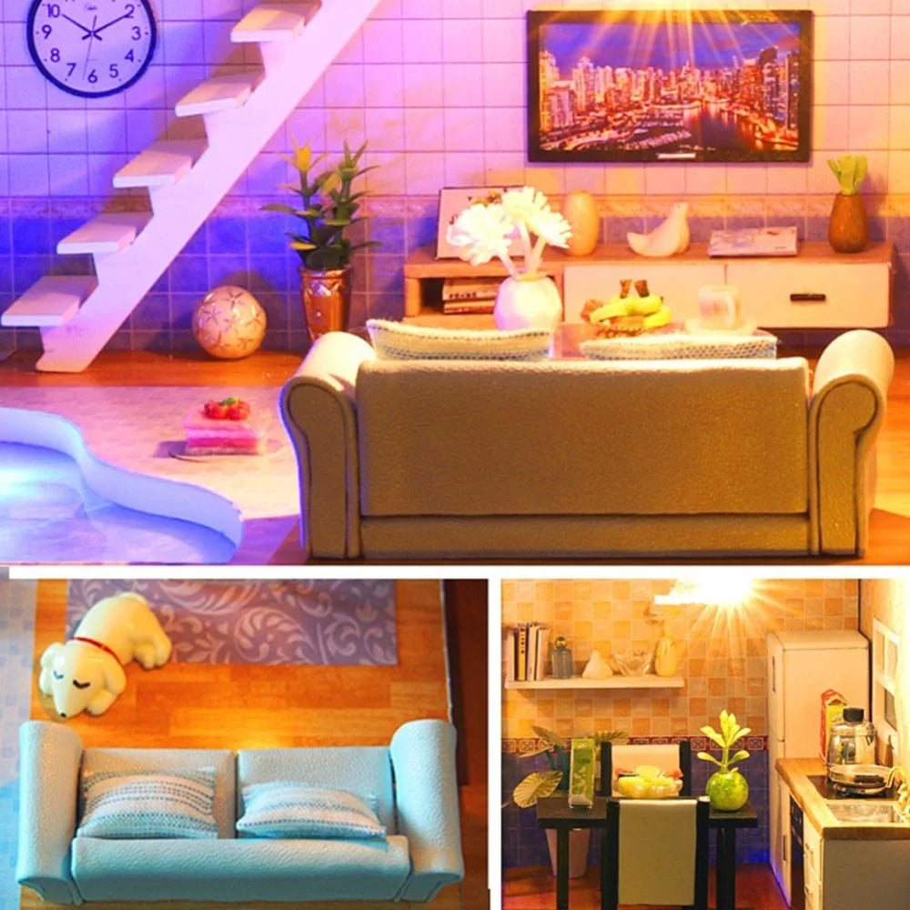 DIY Cottage Art House Handmade Mini House Model with LED Assembled Toy Puzzle S712556