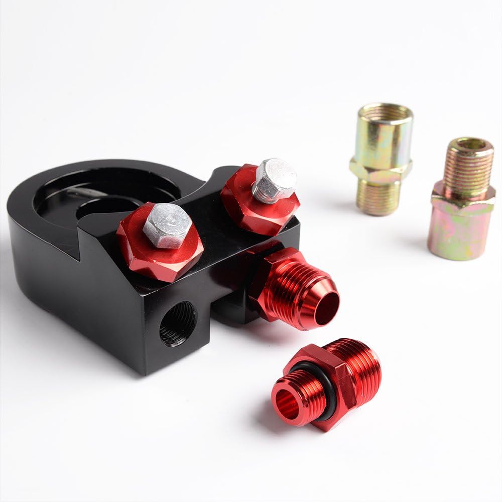 30 ROW Universal Engine Aluminum Oil Cooler Kit with 7" Electric Cooling Fan and Oil Filter Adapter Kit G31414