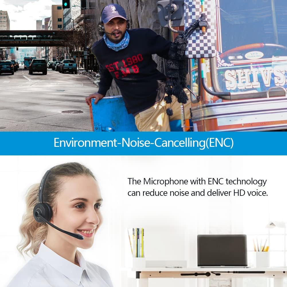 Bluetooth Headset with Noise-Cancelling Microphone, Wireless Headphone, Pack of 2 Y911801