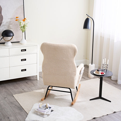 Teddy Material Rocking Chair with High Backrest Y338