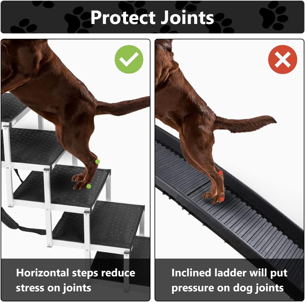 Foldable Aluminum 5 Steps Dog Stairs with Non-Slip Surface B40870