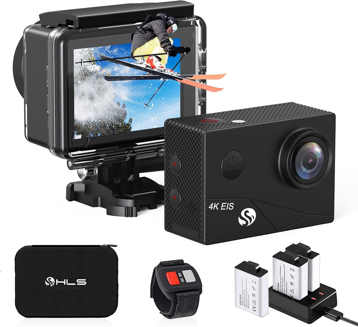 4K Wide Angle Lens HD WiFi Underwater Camera with Waterproof Case Remote Outdoor Sports Camera N63402