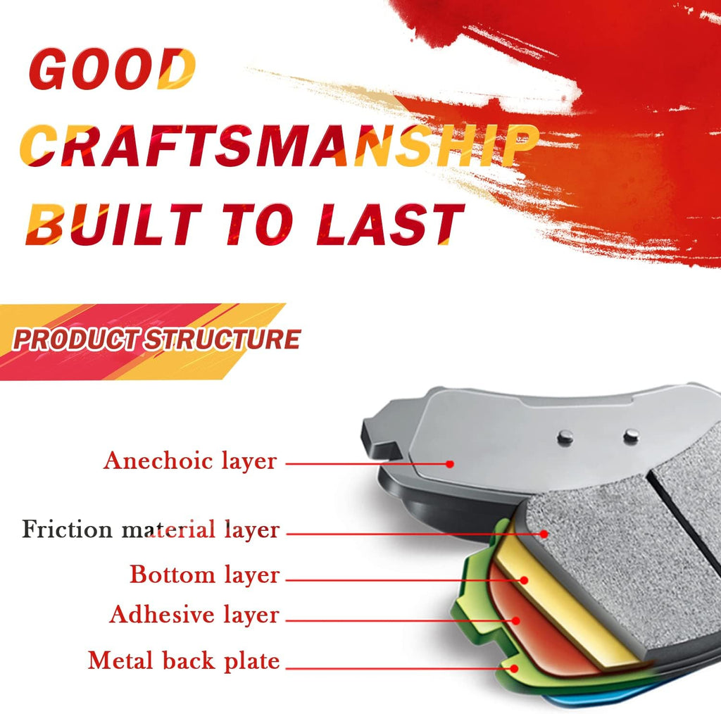 Parking Brake Pads, Heavy Duty Front & Rear 8X Brake Pads Pack of 2 F290005