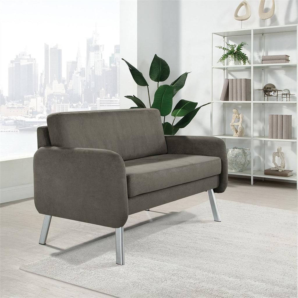 Charcoal Fabric Lounge Loveseat with Chrome Legs Y6629