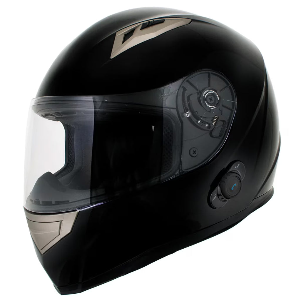 Gloss Black Full Face Motorcycle Helmet with Intercom S98986