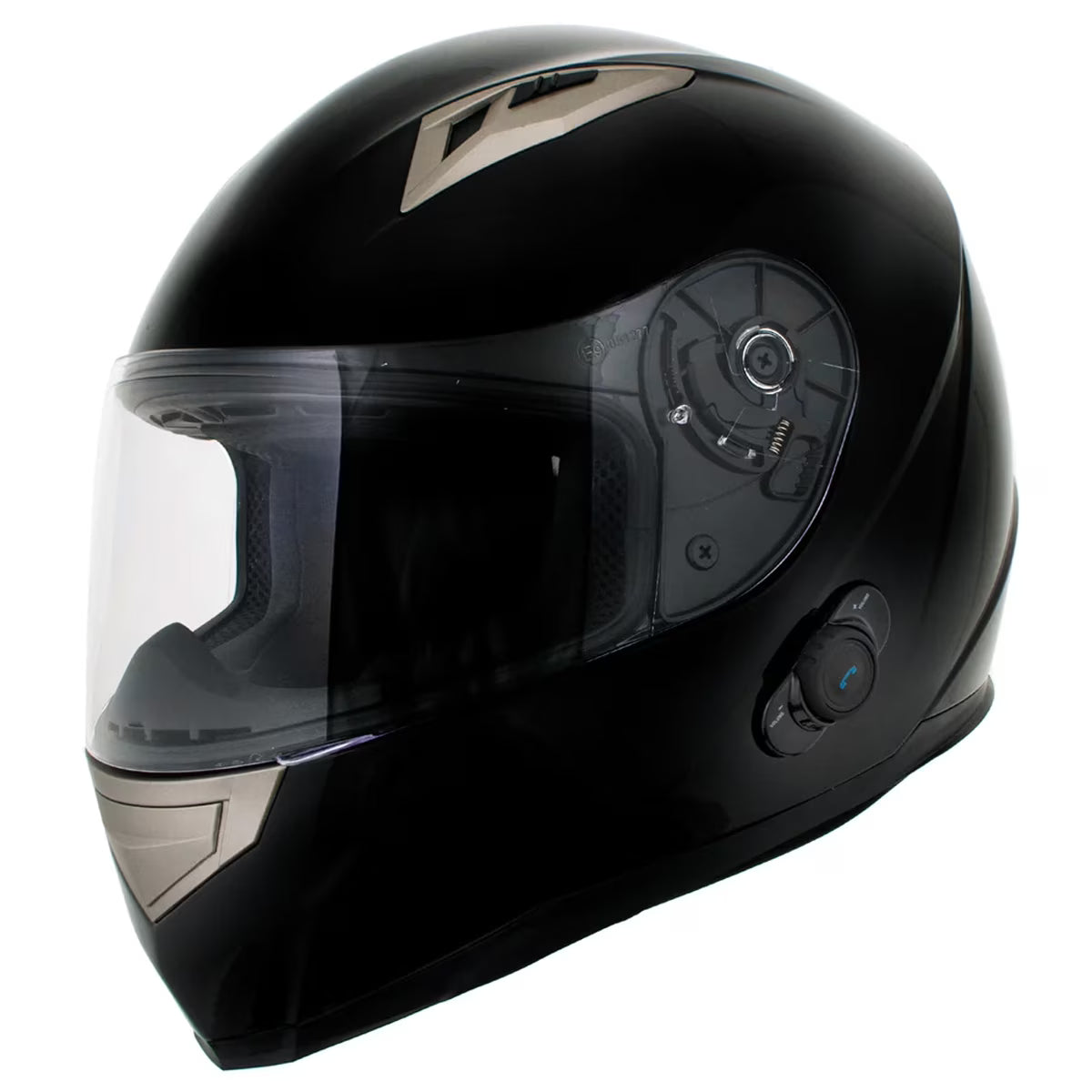 Gloss Black Full Face Motorcycle Helmet with Intercom S98986