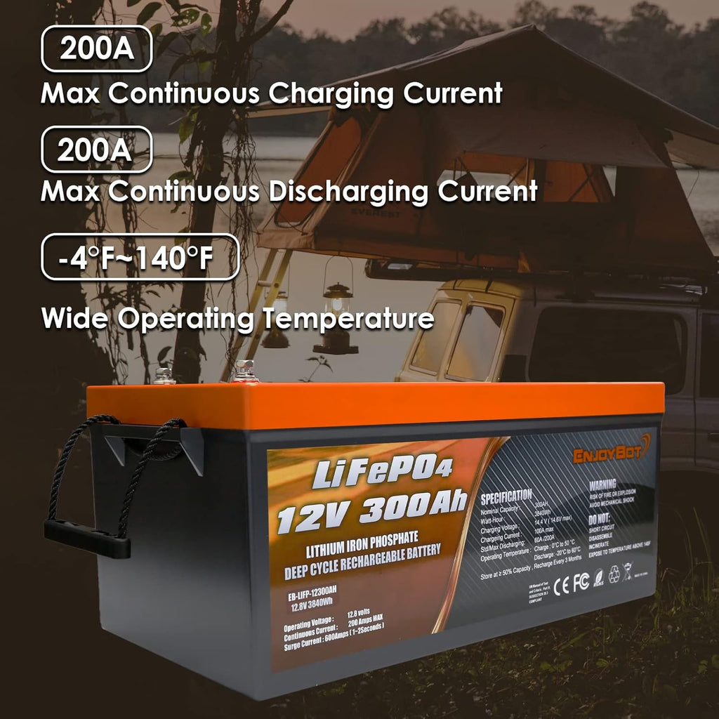 LiFePO4 12V 300Ah Lithium Iron Phosphate Battery with 200A BMS S762849
