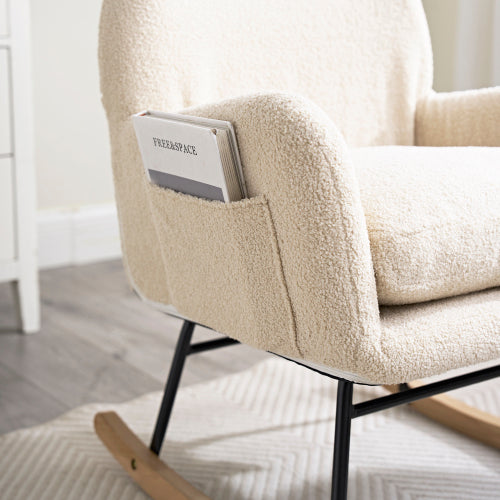 Teddy Material Rocking Chair with High Backrest Y338