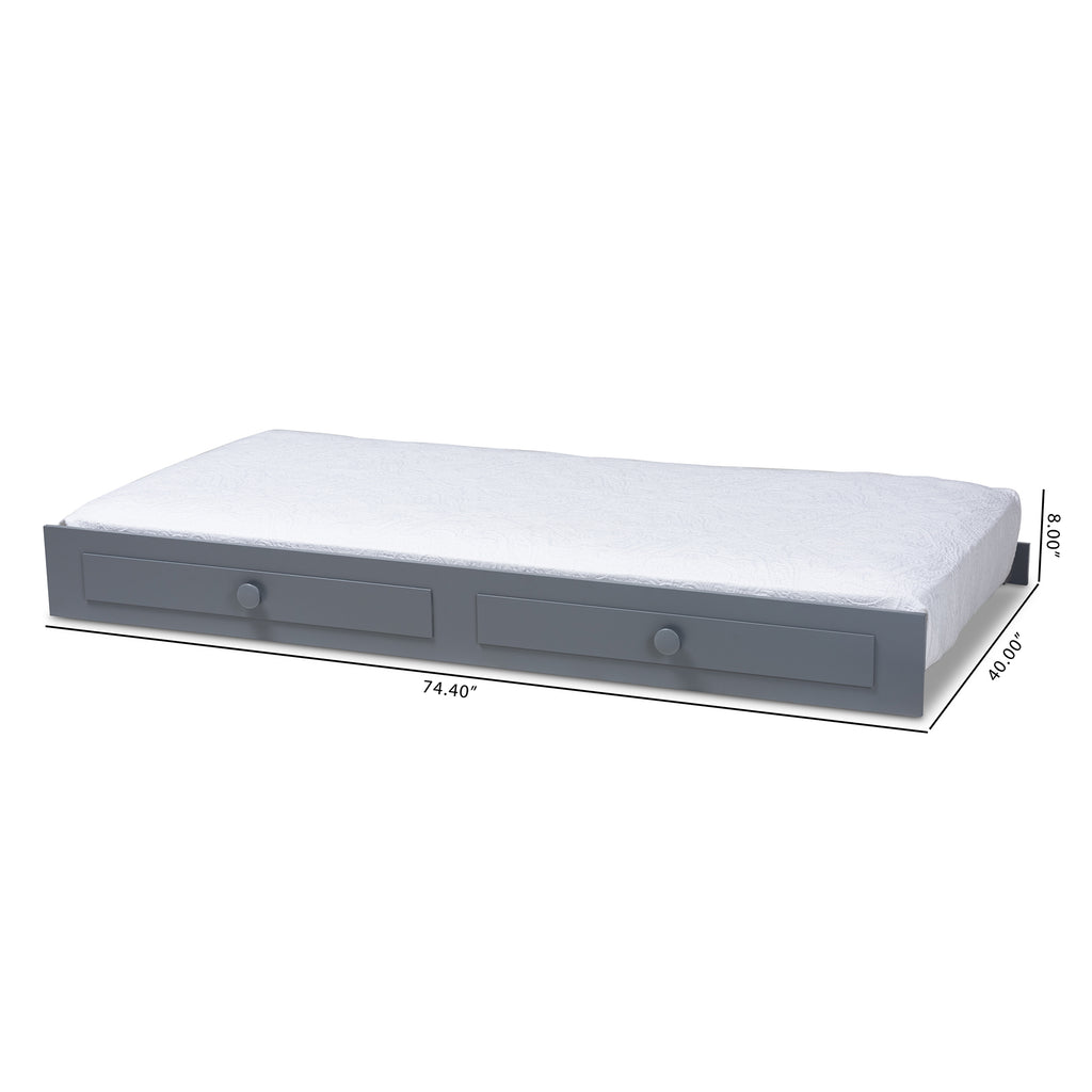 Gray Finished Wood Twin Size Trundle W381