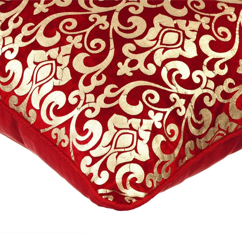 Red Velvet Damask Cushion Cover 16x16 inch Q719