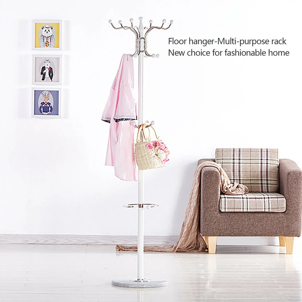 4 Tier White Coat Rack with 16 Hooks A4132