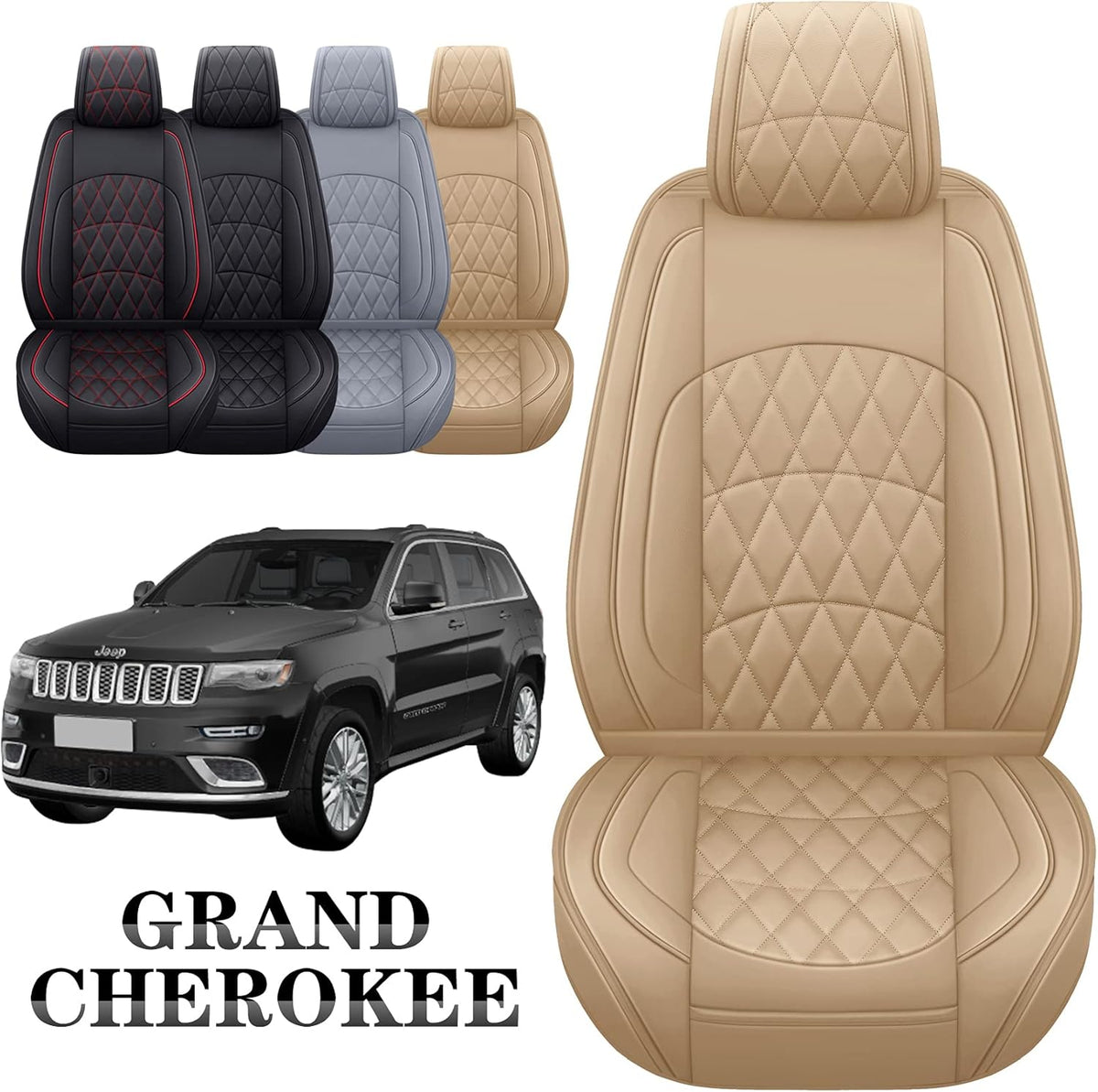 Black Leather Front Seat Covers 2 PCS O555