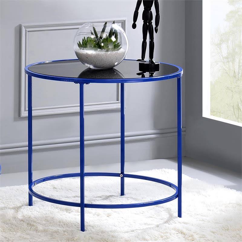 Blue Glass Top Side Table S901655