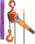 0.75Ton 1650lbs Capacity Ratchet Puller with 10FT Lifting Height, Heavy Duty Steel Hooks, Pack of 2 C599