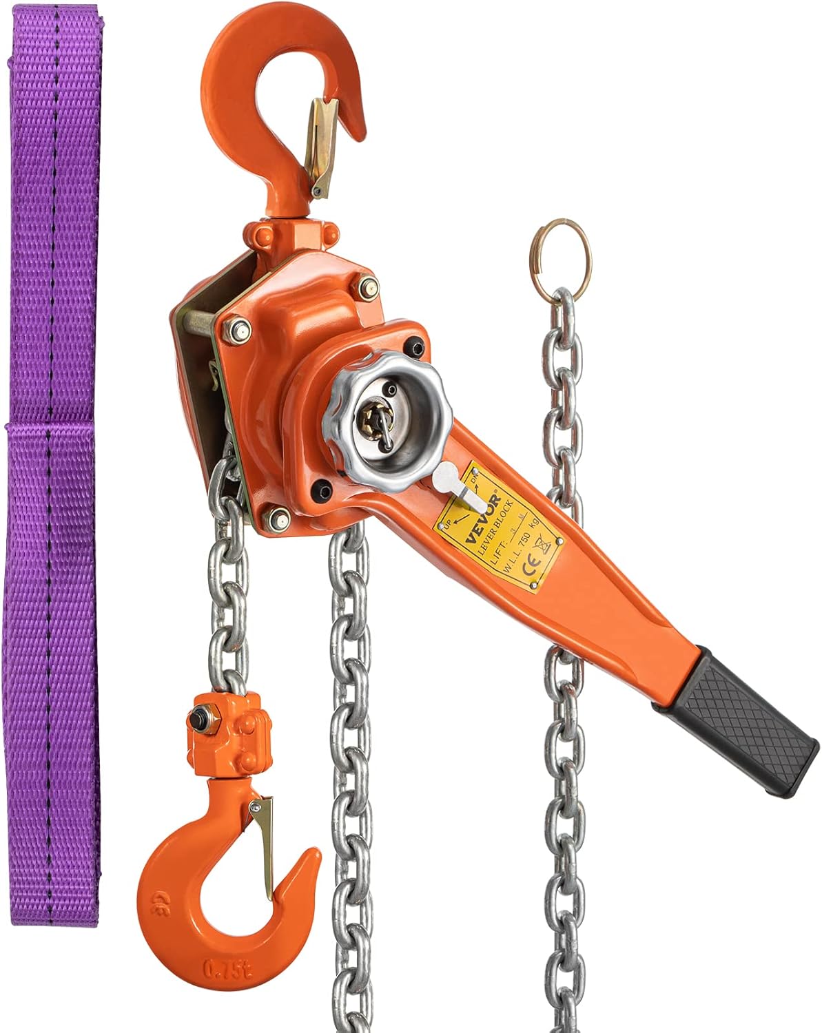 0.75Ton 1650lbs Capacity Ratchet Puller with 10FT Lifting Height, Heavy Duty Steel Hooks, Pack of 2 C599