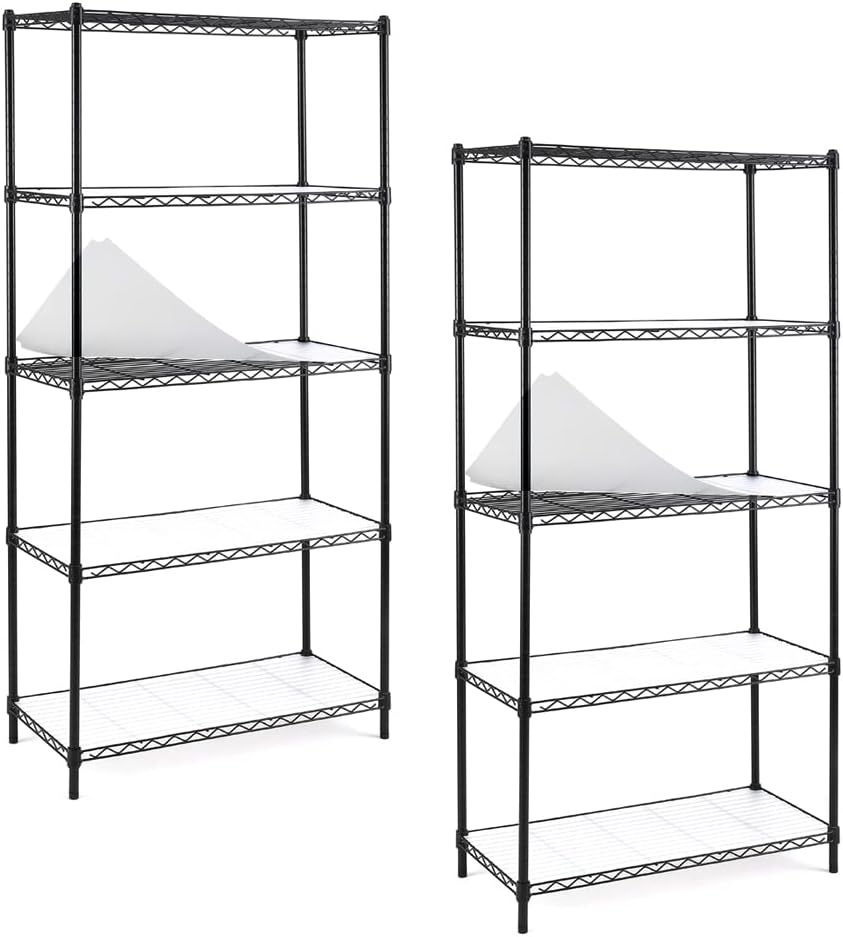 2-Pack 5-Shelf Steel Wire Shelving Unit with Shelf Liners, 150lbs Loading Capacity Per Shelf E1591