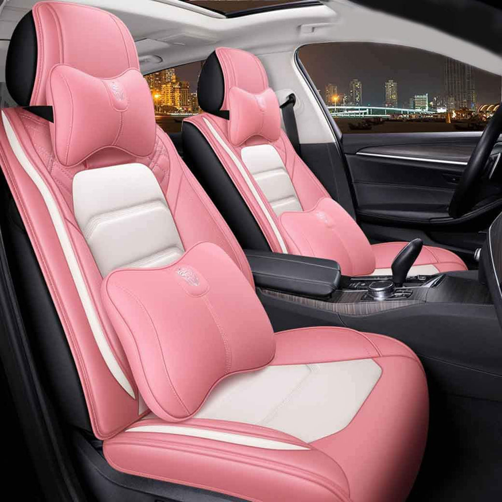 Green Leather Car Seat Covers 5 Seats Full Set O9546