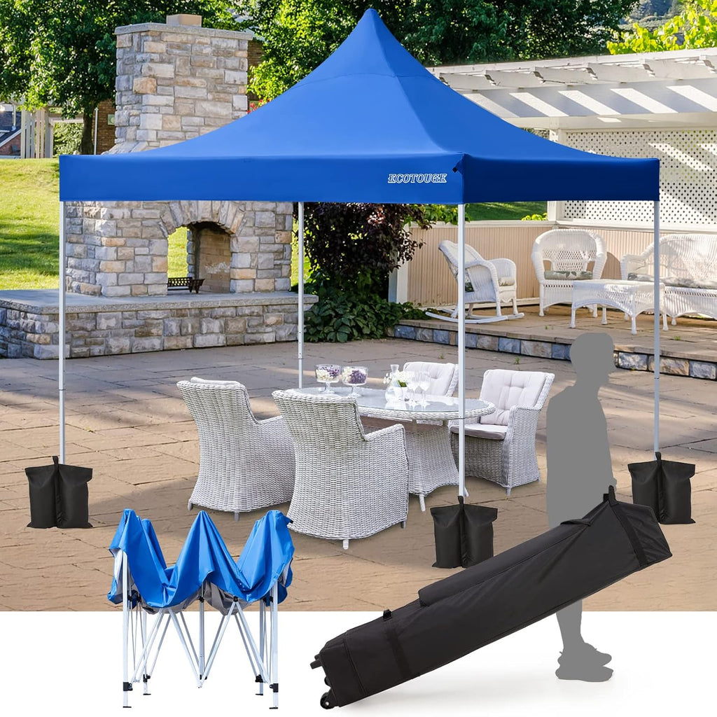 10x15 Pop up Canopy Tent with Roller Bag, Folding Patio Canopies Height Adjustable, Anti-UV & Waterproof, Sandbags x 4 (White) I2123