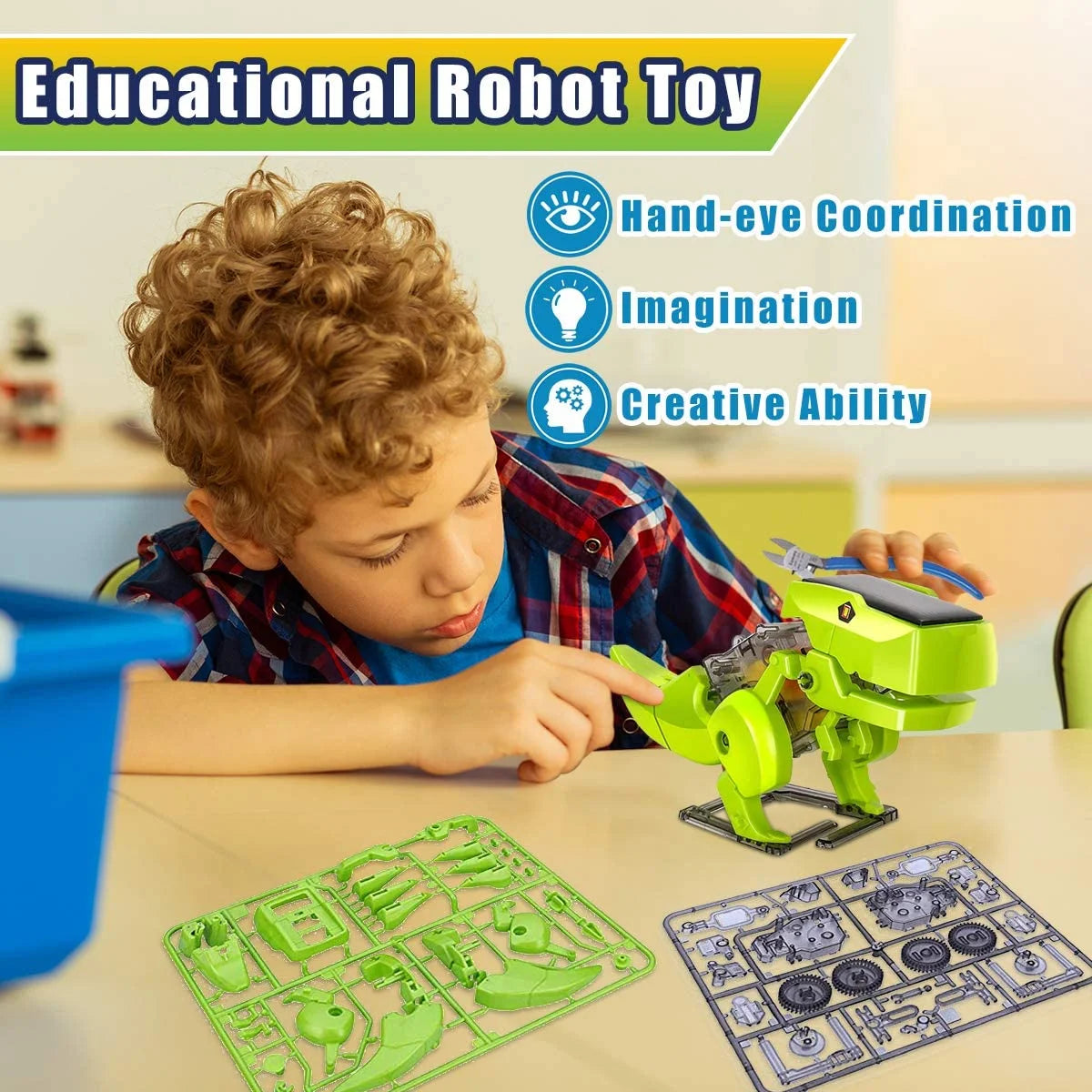 STEM Robots Building Educational Toys Science Kit 3 in 1 Solar Dinosaur Desk Robot T290