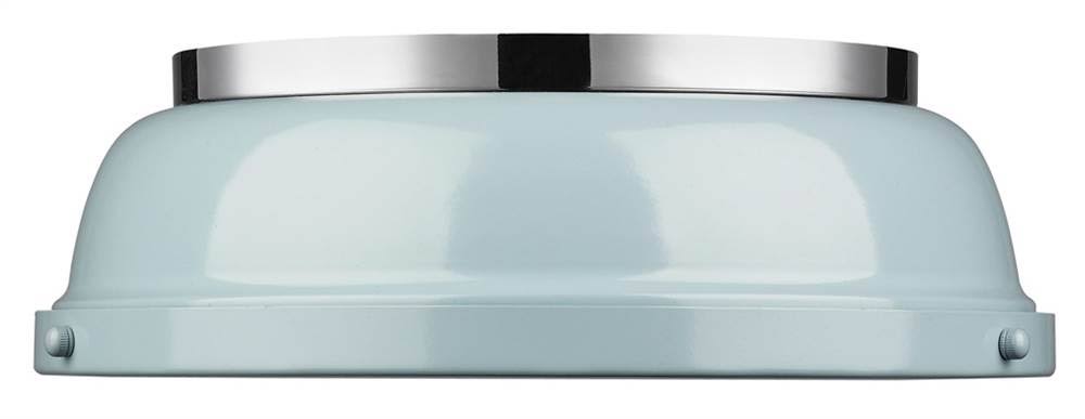 Two Light Flush Mount Seafoam Glass Chrome B334753